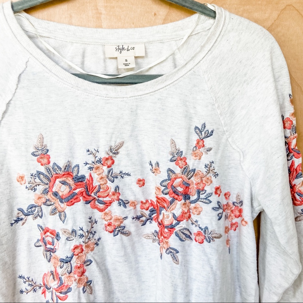 Style&Co Floral Embroidered Crewneck Sweatshirt